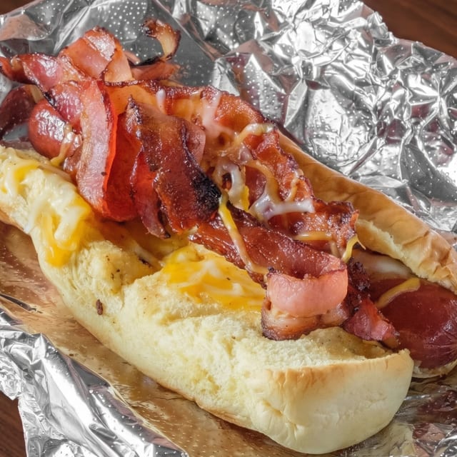 Grilled Hot Dog.